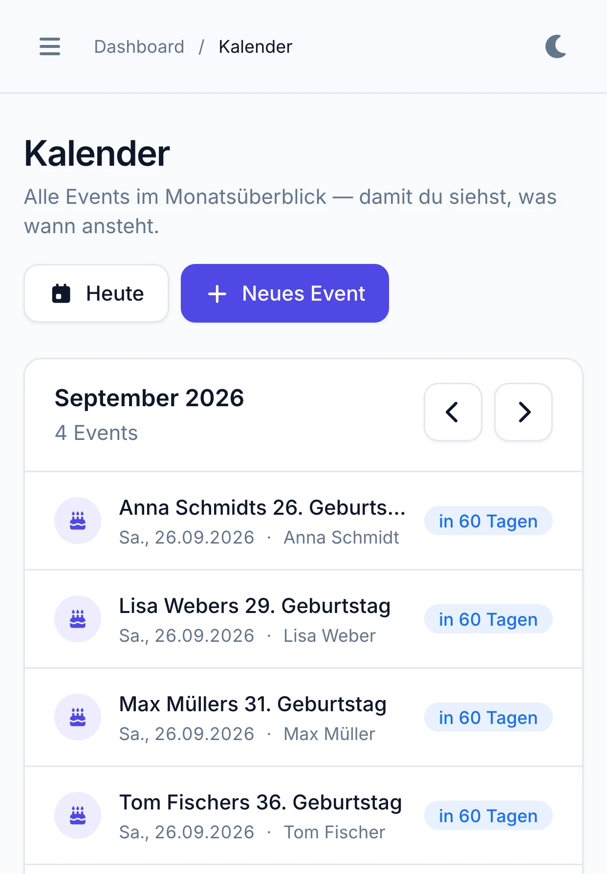 Kalenderansicht